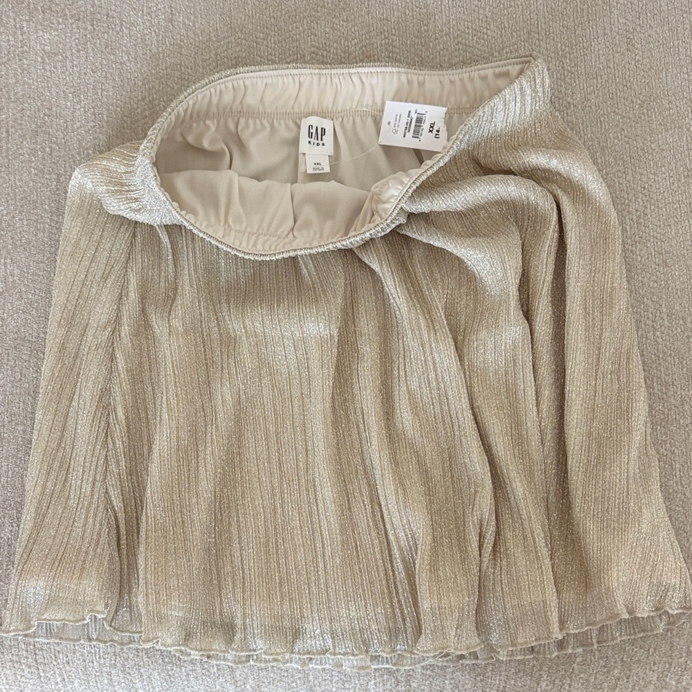 GAP Kids Shimmery Pleated Skirt - Champagne Gold NWT 14/16 Tween